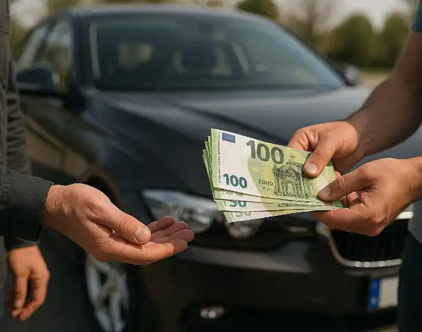 Ein Kunde erhält beim Autoankauf in Hamm eine schnelle Barauszahlung für sein Fahrzeug.